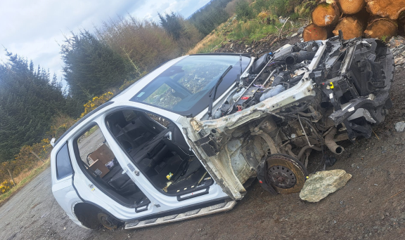 What's left of the Audi after it was stolen and stripped of parts
