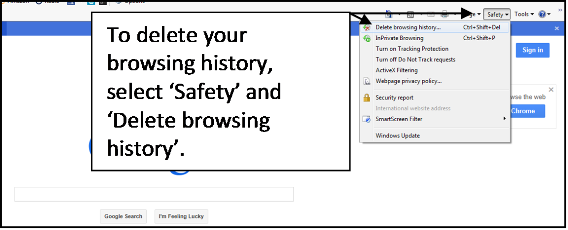 Clear browsing history in Internet Explorer