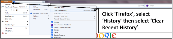 Clear browsing history in Mozilla Firefox