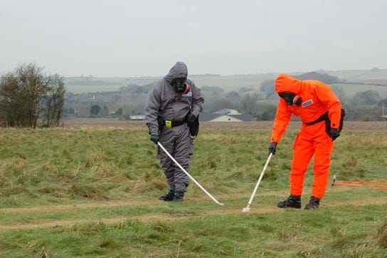 Photograph of CBRN officers carrying out a search