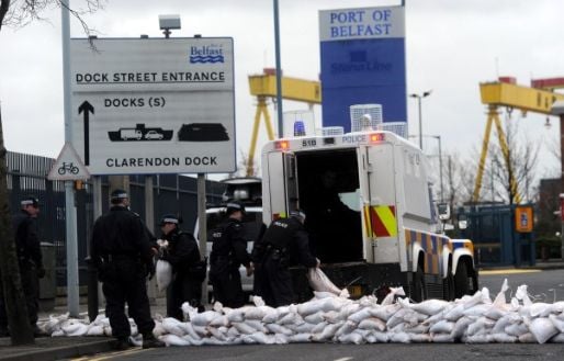 Photograph of officers preparing for a flood warning