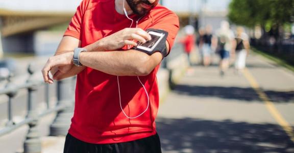 A photo of a runner outdoors.