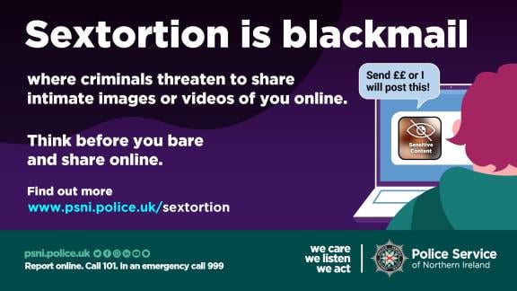 Sextortion is blackmail poster.