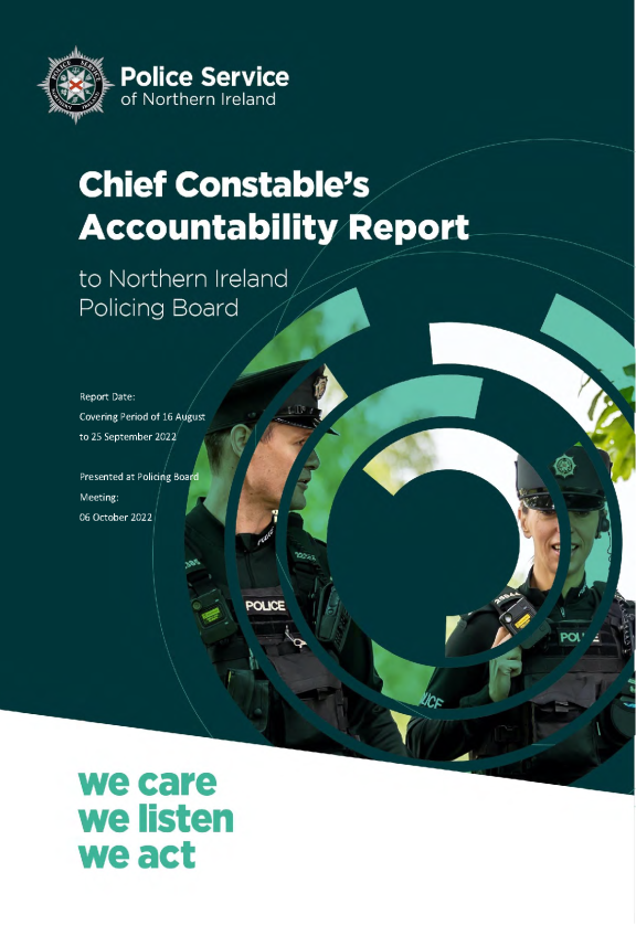 Chief Constable's Accountability Report to Northern Ireland Policing Board - 06 October 22 (Thumbnail)