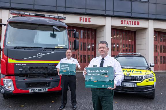Superintendent Gerry McGrath, Police Service of Northern Ireland, and Dave McComiskey Northern Ireland Fire & Rescue Service advise people on how to stay safe this Halloween. 