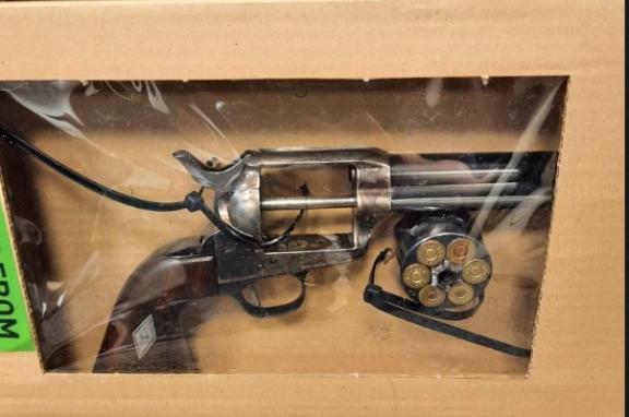 A handgun seized. 