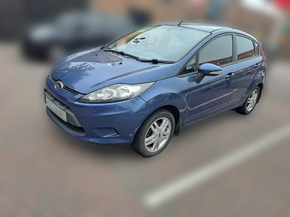 The blue Ford Fiesta, registration number MGZ 6242. It was fitted with false plates, FRZ 8414, prior to the attack.