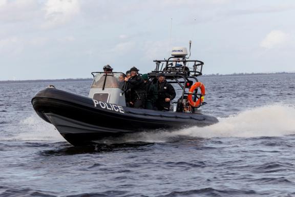 Police on boat patrol on Lough Neagh