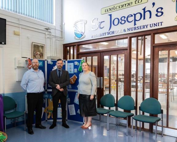 L-R: Michael Kelly (Education Authority), Michael Doran (VP, St. Joseph’s Primary School), Detective Superintendent Lindsay Fisher
