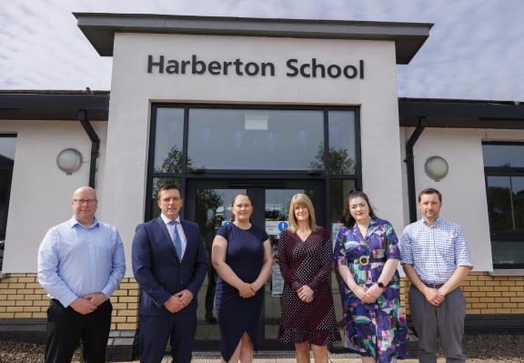 Picture of Op Encompass rollout - Pictured L-R:  Michael Kelly, Head of Service for the Child Protection Support Service, at Education Authority James Curran, Principal at Harberton Special School  Detective Superintendent Lindsay Fisher  Julie Plackitt, Head of Pupil Support, Department of Education  Karen Devlin, Women’s Aid  James Draper, Designated Officer for Child Protection Support Service, at Education Authority