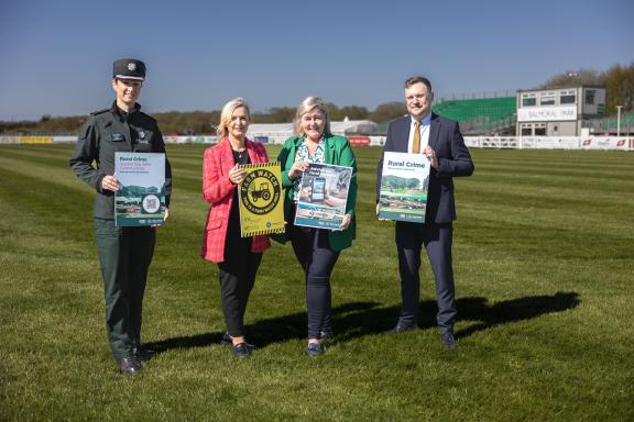 Balmoral Launch Photo 2023 - Pictured from left to right: Superintendent Kelly Moore, Lisburn and Castlereagh District Commander; Shelly-Anne Grimes, Crime Prevention Officer; Rhonda Geary, Operations Director at Balmoral Show and Stuart Gibson, Crime Prevention Officer