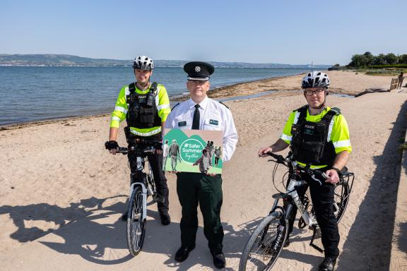 Superintendent Gerry McGrath is pictured with officers from the Bangor Neighbourhood Policing Team.