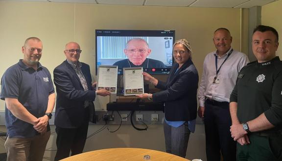 Jon Lees (NIEA), Peter Clarke (NI Badger group), Mike Rendle (NI Badger group) , Emma Meredith (Police Wildlife Officer), Richard Gray (NIEA) , Supt. Johnston McDowell (Police)