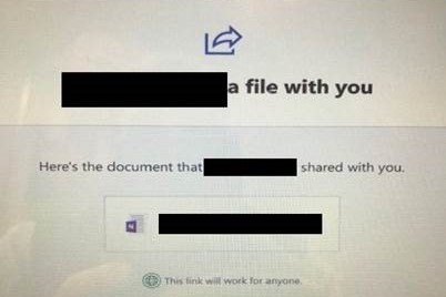 Example of phishing email