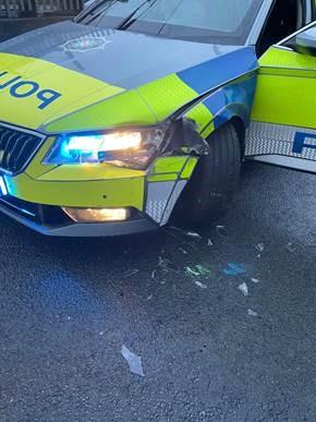Damaged police car