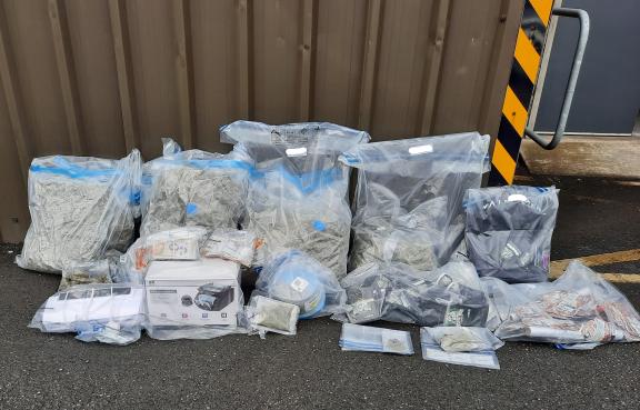 Items seized, including herbal cannabis, following the search of a property in east Belfast