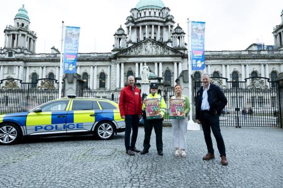 Pictured at the launch of the Police Service of Northern Ireland’s Student Safety campaign are (from left) Dee Corbett, Neighbourhood Engagement Manager, Superintendent Finola Dornan, Paula Irvine, Belfast Met Centre Manager for Student Wellbeing, and Duncan Morrow, Director of Community Engagement at Ulster University.