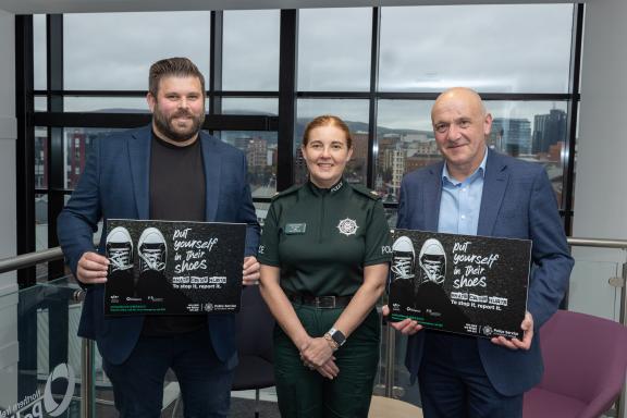 Pictured left to right – Michael Avila, Hate Crime Advocacy Service, Superintendent Sue Steen, Police Service of Northern Ireland Hate Crime lead and John Blair MLA, Northern Ireland Policing Board Partnership Committee Chair.