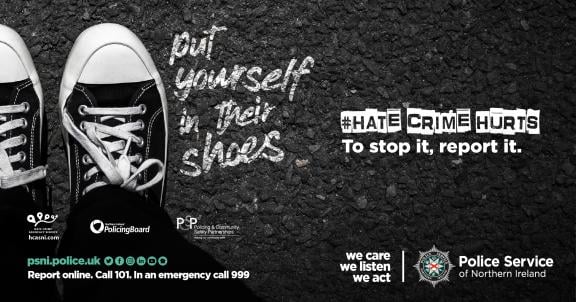 #HateCrimeHurts. To stop it. Report it. Put yourself in their shoes.
