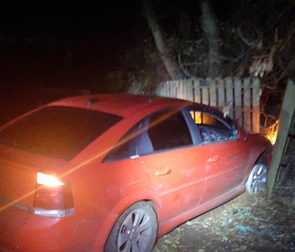 The Vauxhall Vectra after it collided with fence
