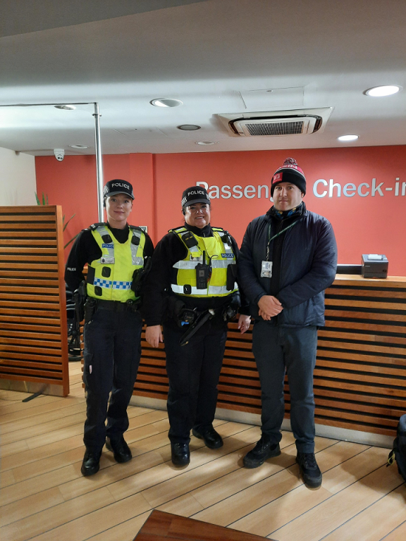 Officers from Belfast Harbour Police and the Police Service of Northern Ireland's Modern Slavery and Human Trafficking Unit on Thursday at Belfast Sea Port. Officers were also assisted by the Economic Crime Unit and C3 Ports Intelligence Unit.