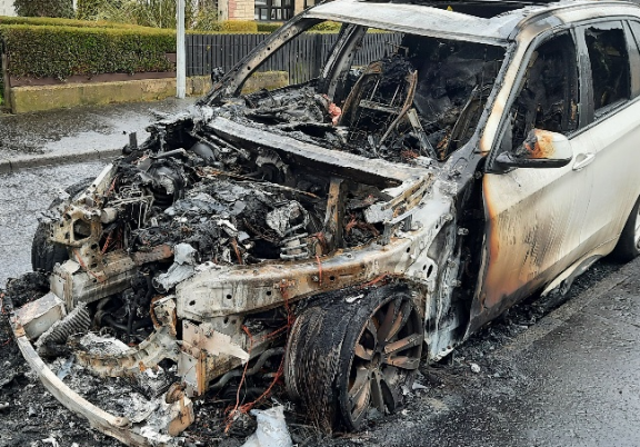 One of the damaged vehicles.