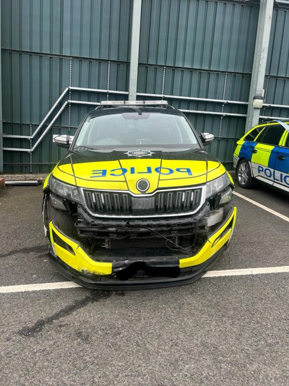 Police vehicle damaged after ramming incident in Crossmaglen 