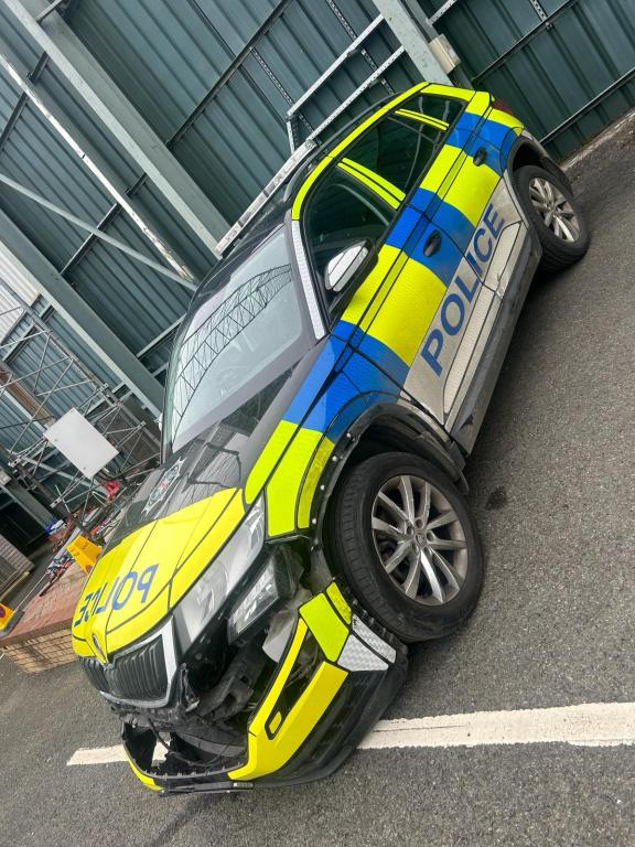 Image of patrol vehicle after being rammed in Crossmaglen