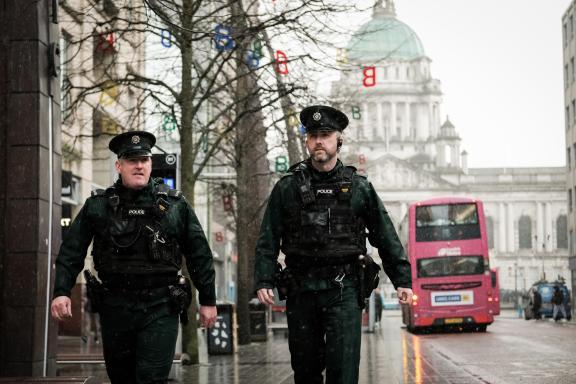 Two officers walking in Belfast