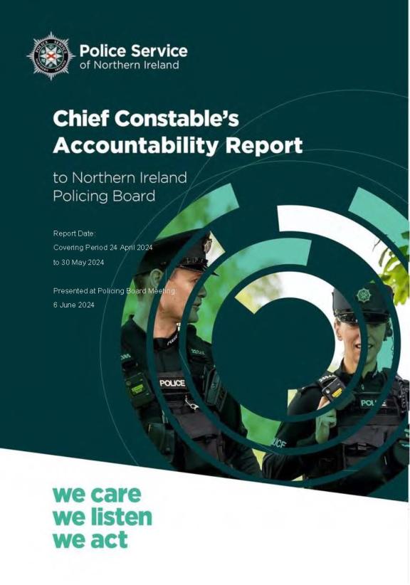 Chief Constable's Accountability Report to Northern Ireland Policing Board 06 June 2024