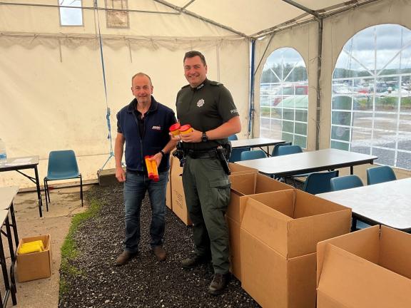 JJ McMaster and Constable Robinson at Lough Erne Yacht Club. 