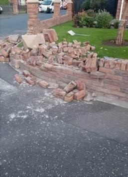 Damaged wall at Mount Eagles Avenue