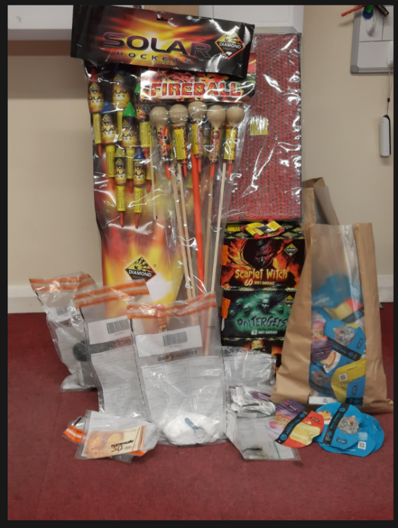 Drugs, fireworks and cash seized