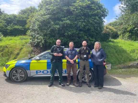Constable Nelson, John Lees NIEA, James Leonard NWCU and Emma Meredith PSNI