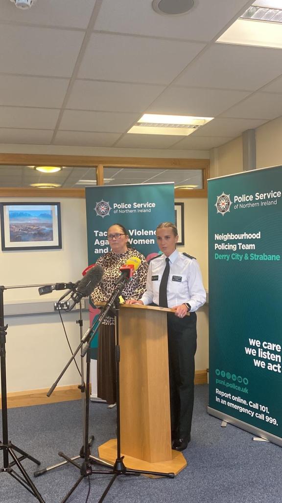 Chief Superintendent Gillian Kearney and Detective Chief Superintendent Lindsay Fisher speaking to the media on Monday afternoon