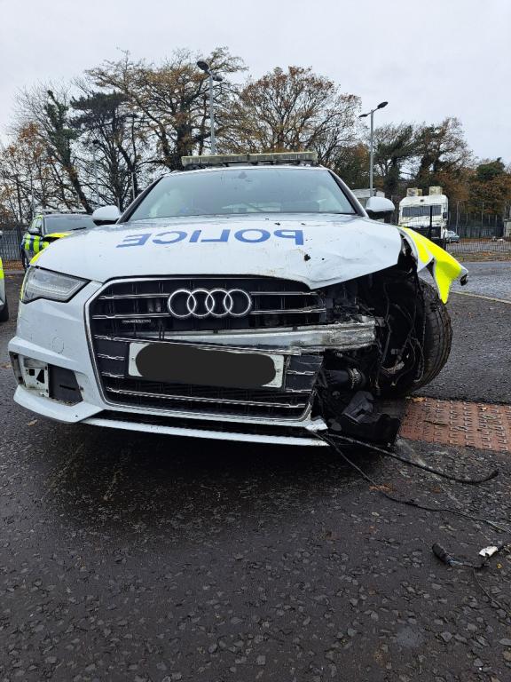 Front of vehicle that was damaged following west Belfast pursuit