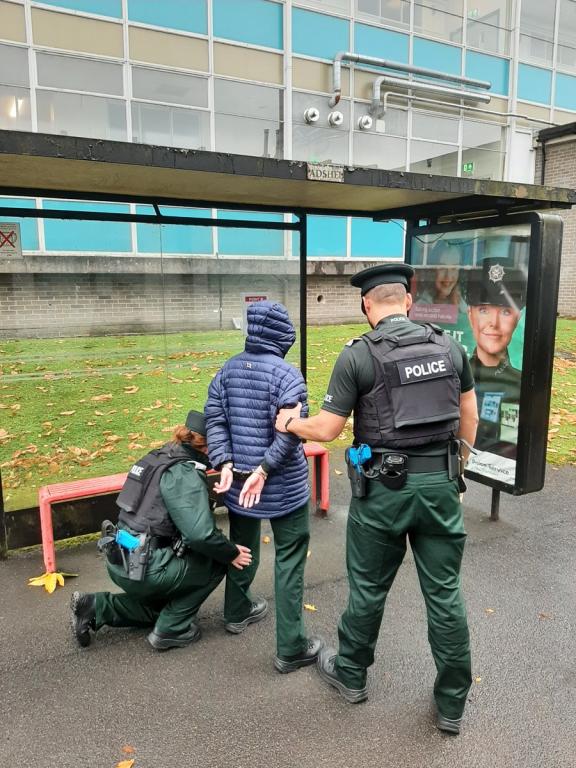 Student Officers conducting an arrest and search during training.