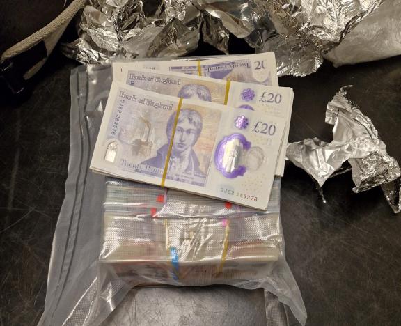 Cash seized from search of bag at Belfast International Airport 
