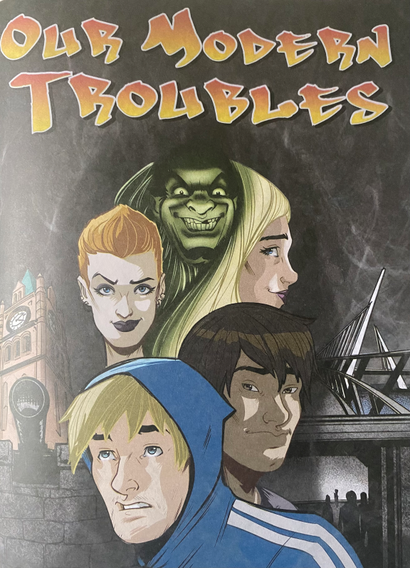 The front cover of Our Modern Troubles 