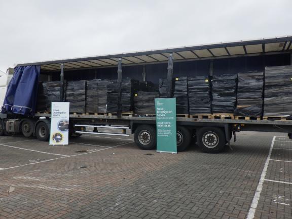 Photo of large cigarette seizure in lorry