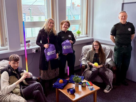 Volunteer James Poole, Detective Sergeant Hollie McCartan, Chair of the Police Autism Support Group Superintendent Finola Dornan, volunteer Naomi Maxwell and NPT Inspector John Hanna.