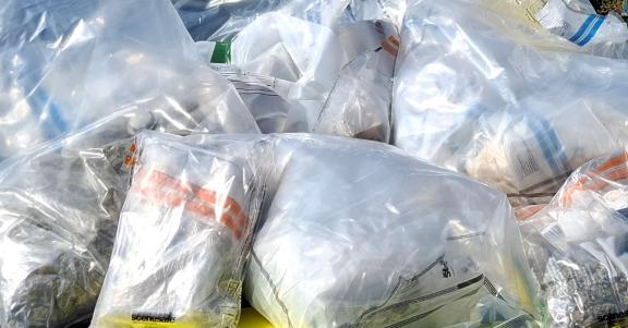 Some of the suspected class A and B drugs seized in Kilkeel today. 