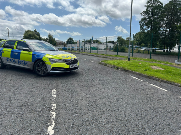 Police at the scene of the security alert. 