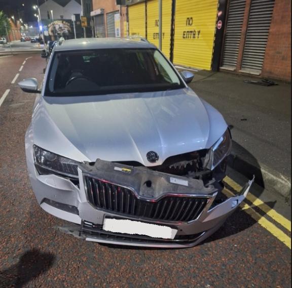 Damage caused to one of the police vehicles