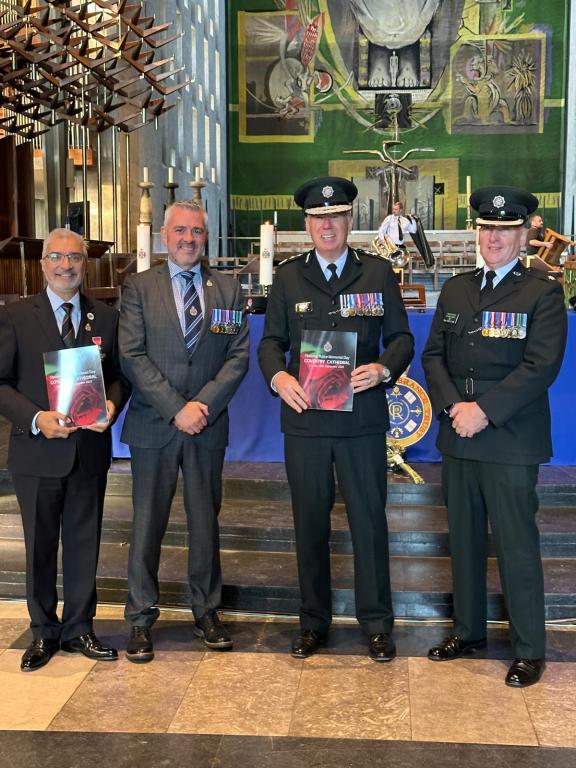 (L-R) Chair of NI Policing Board, Mukesh Sharma, Chair of NI Police Federation, Liam Kelly, Chief Constable Jon Boutcher & Superintendent Norman Haslett, Superintendents' Association NI 