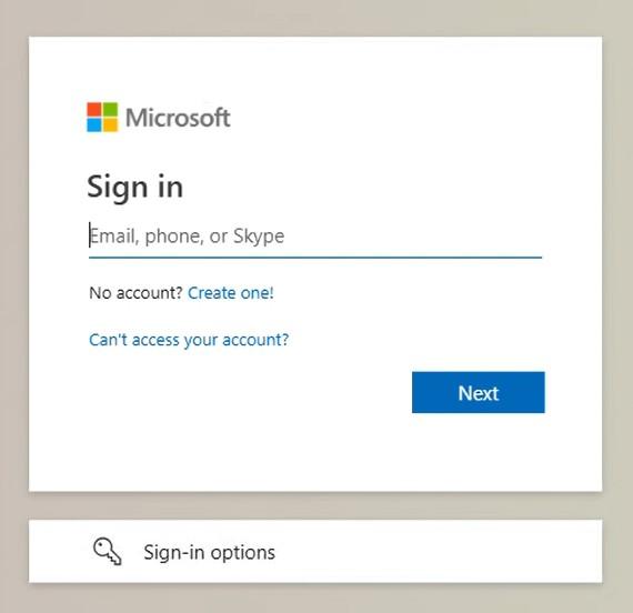Example of fake Microsoft sign in page