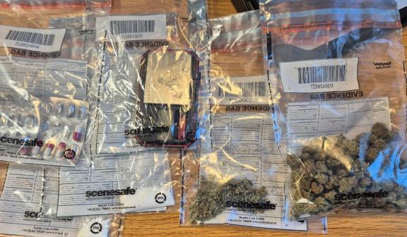 Some of the suspected drugs sezied during the search.