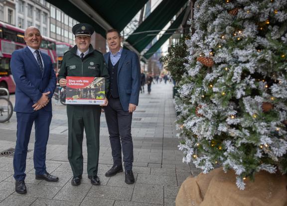 (L-R) Ian Campbell, Translink Director of Service Operations, Ryan Henderson, Assistant Chief Constable and Glyn Roberts, Retail NI Chief Executive
