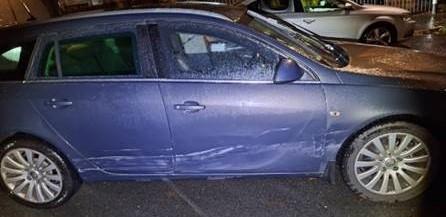 Damaged police vehicle 