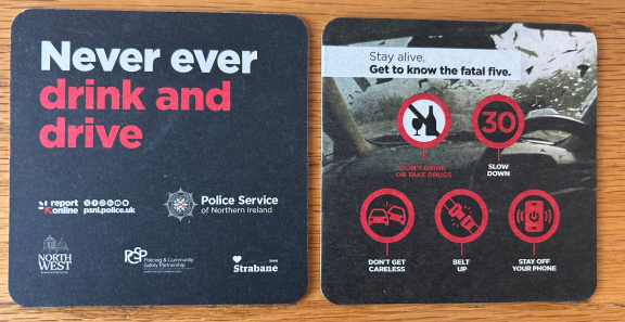 15,000 beer mats have been printed for distribution through the city and District. 